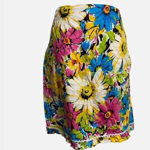 Madison Studio Colorful Floral Pattern Pencil Skirt with Ruffles at‎ Bottom